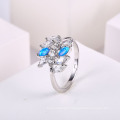 Ovale bague de fiançailles bijoux cadeau fo filles bleu opale feu anneaux